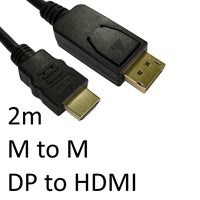 DisplayPort to HDMI Cable 2m - 1080P Passive Male to Male Black DisplayPort to HDMI Cable 2m - 1080P Passive Male to Male Black
